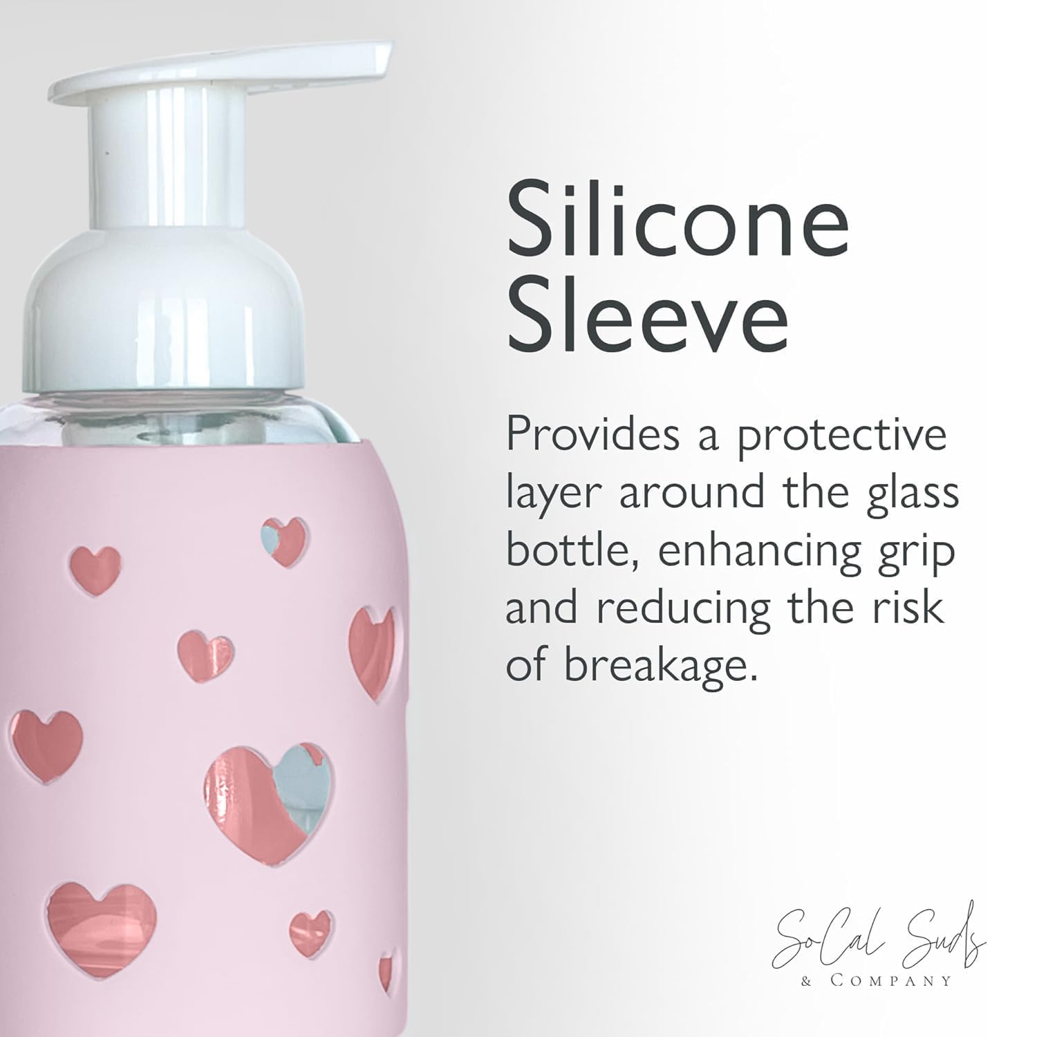 8oz Foaming Glass Bottle Dispenser w/Heart Silicone Sleeve - Soft Pink