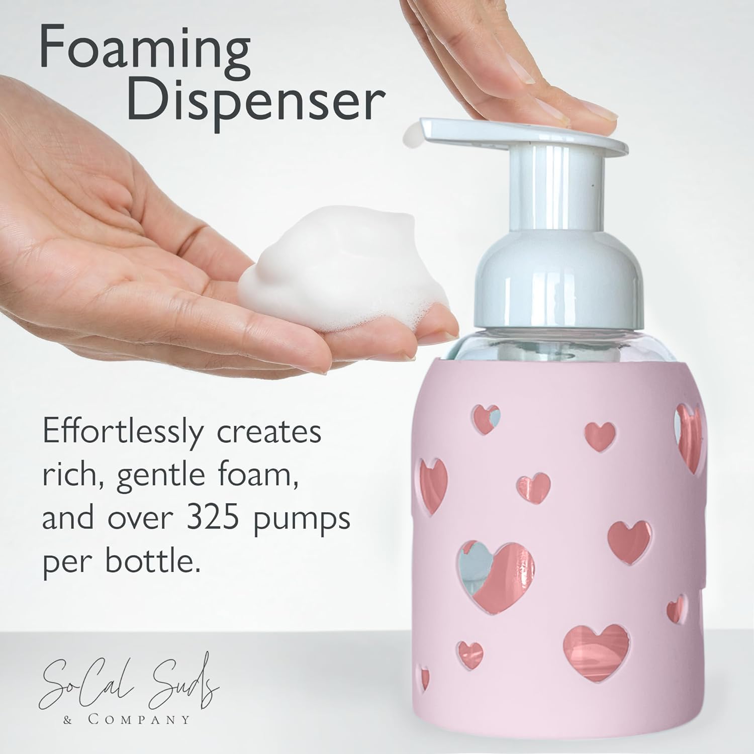 8oz Foaming Glass Bottle Dispenser w/Heart Silicone Sleeve - Soft Pink