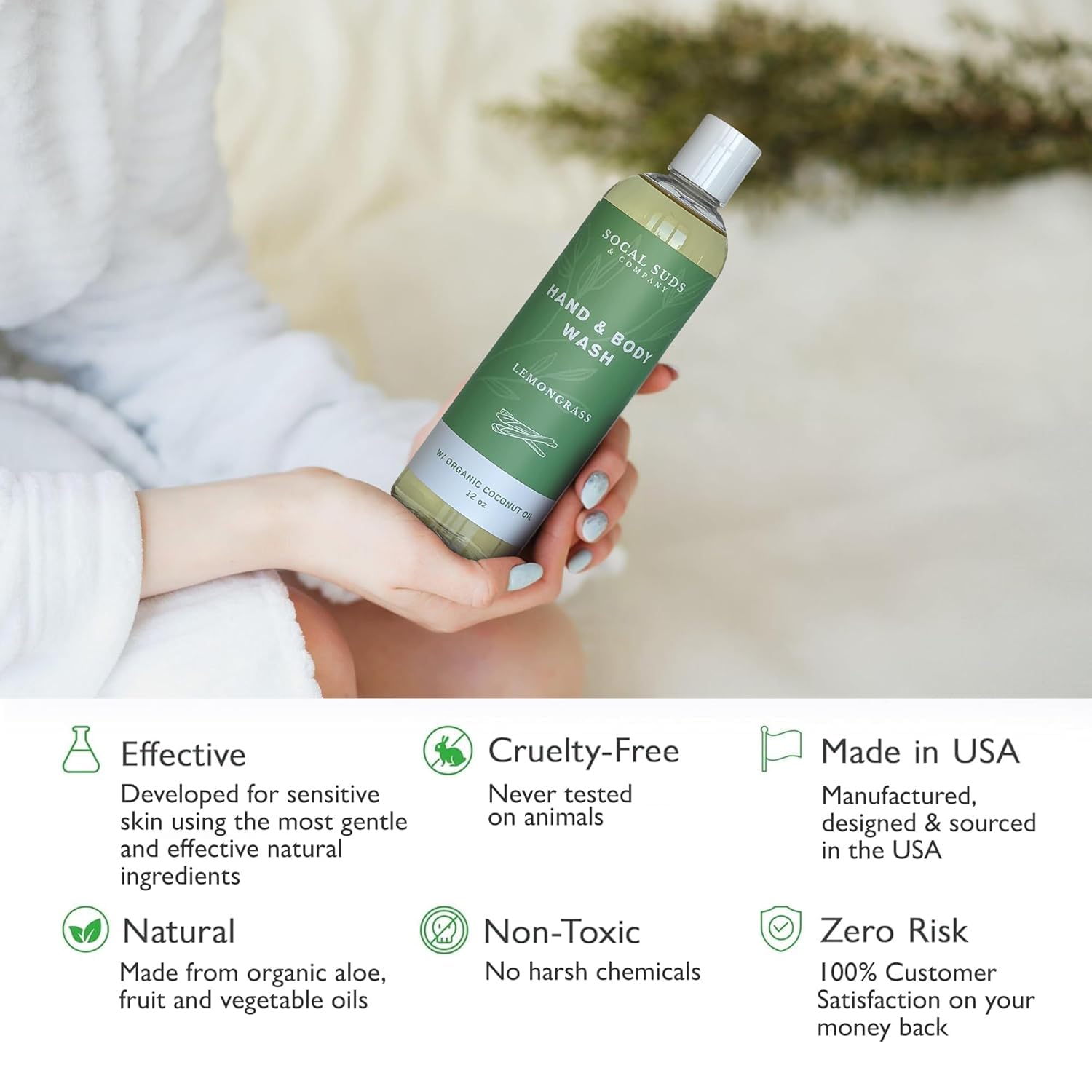 SoCal Suds & Company 12oz Organic Hand & Body Wash- Lemongrass- 2 Pack