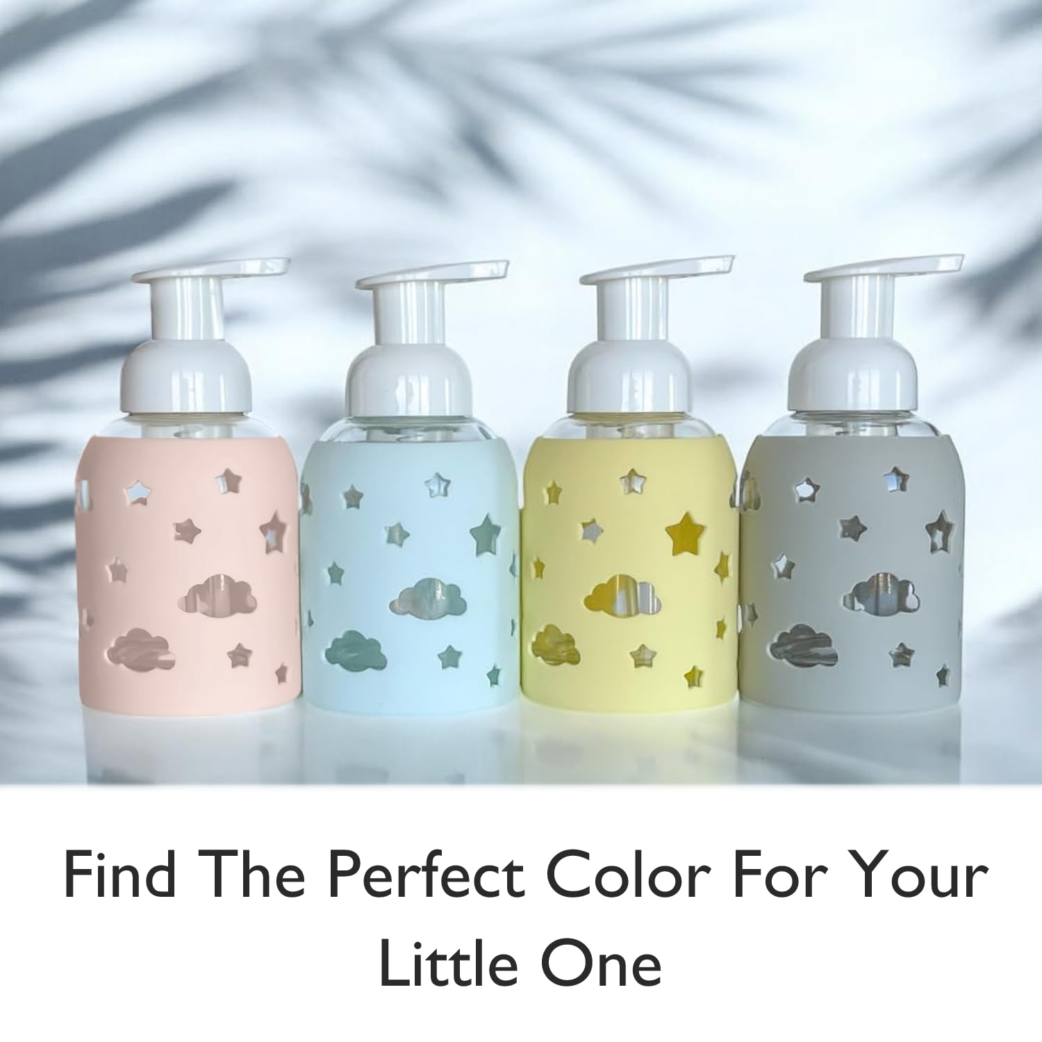 SoCal Suds & Company Glass Bottle Foaming Soap Dispenser - Soft Grip Silicone Sleeve, Refillable Pump Bottle for Kids, Baby Wash & Shampoo, Hand Soap Dispenser, Ideal for Home Use, Light Pink 8oz