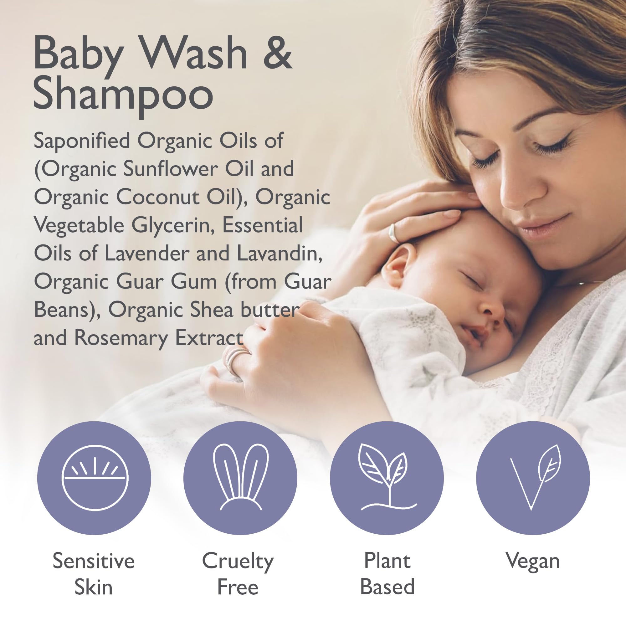 SoCal Suds & Company Baby Body Wash & Shampoo with Shea Moisture for Sensitive Skin - Bath & Hair Products for Toddlers & Babies, Natural Soap - 2 Pack Lavender 12oz Bottles