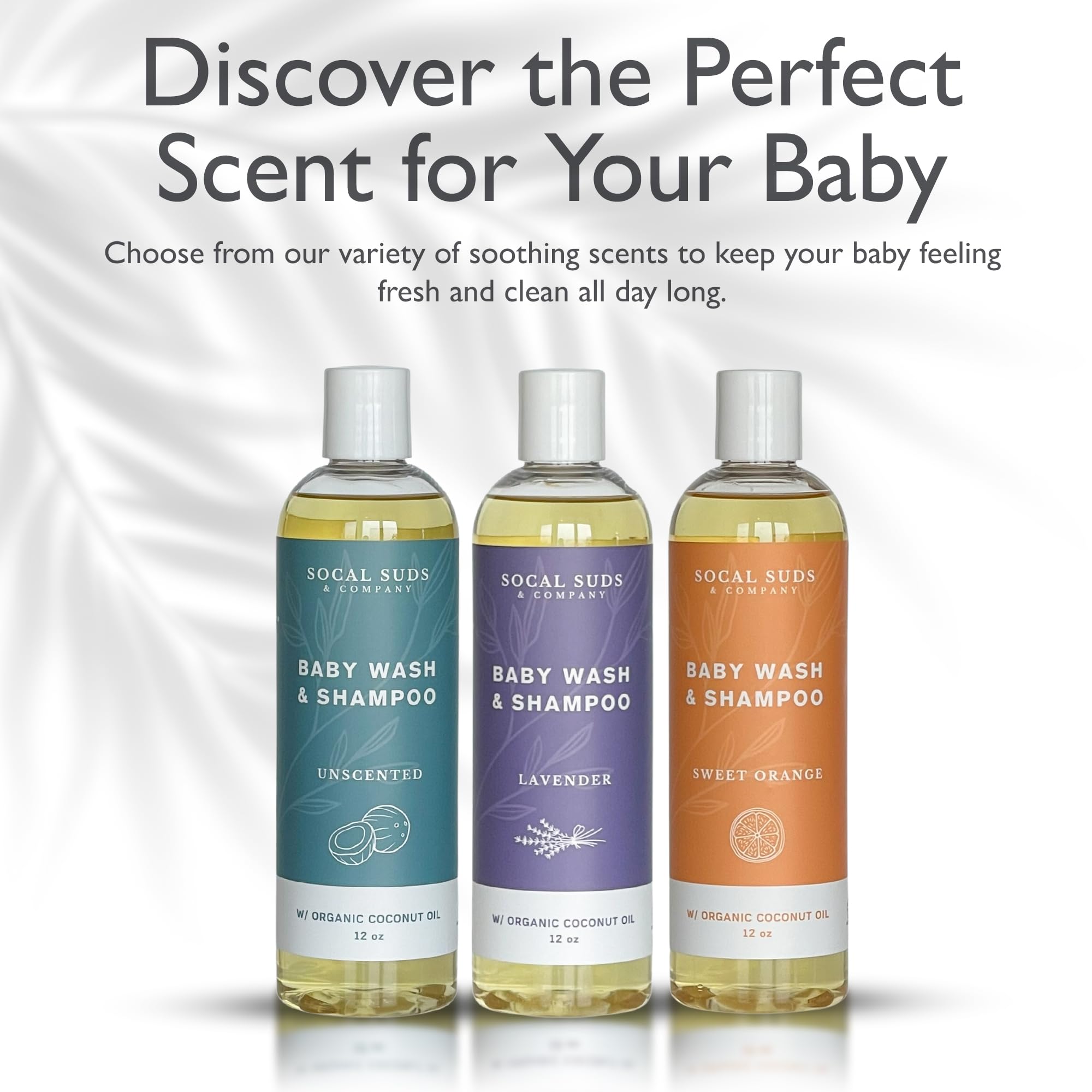 SoCal Suds & Company Baby Shampoo & Body Wash 2-in-1 Organic Gel - Gentle Castile Soap with Vitamin-Infused Oils & Botanicals - Natural Care for Sensitive Skin Hypoallergenic - 12oz Sweet Orange 2-Pack