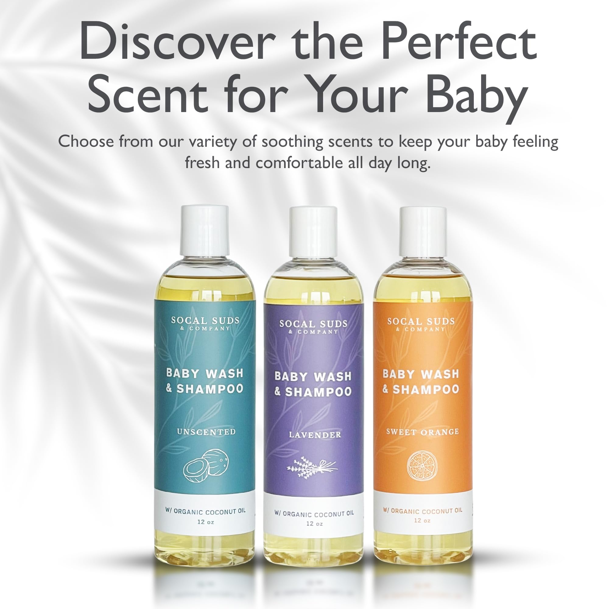 SoCal Suds & Company Baby Shampoo & Body Wash 2 in 1 Organic Gel - Gentle Castile Soap with Vitamin Infused Oils & Botanicals for Sensitive Skin & Body Hypoallergenic, 12oz Fragrance Free
