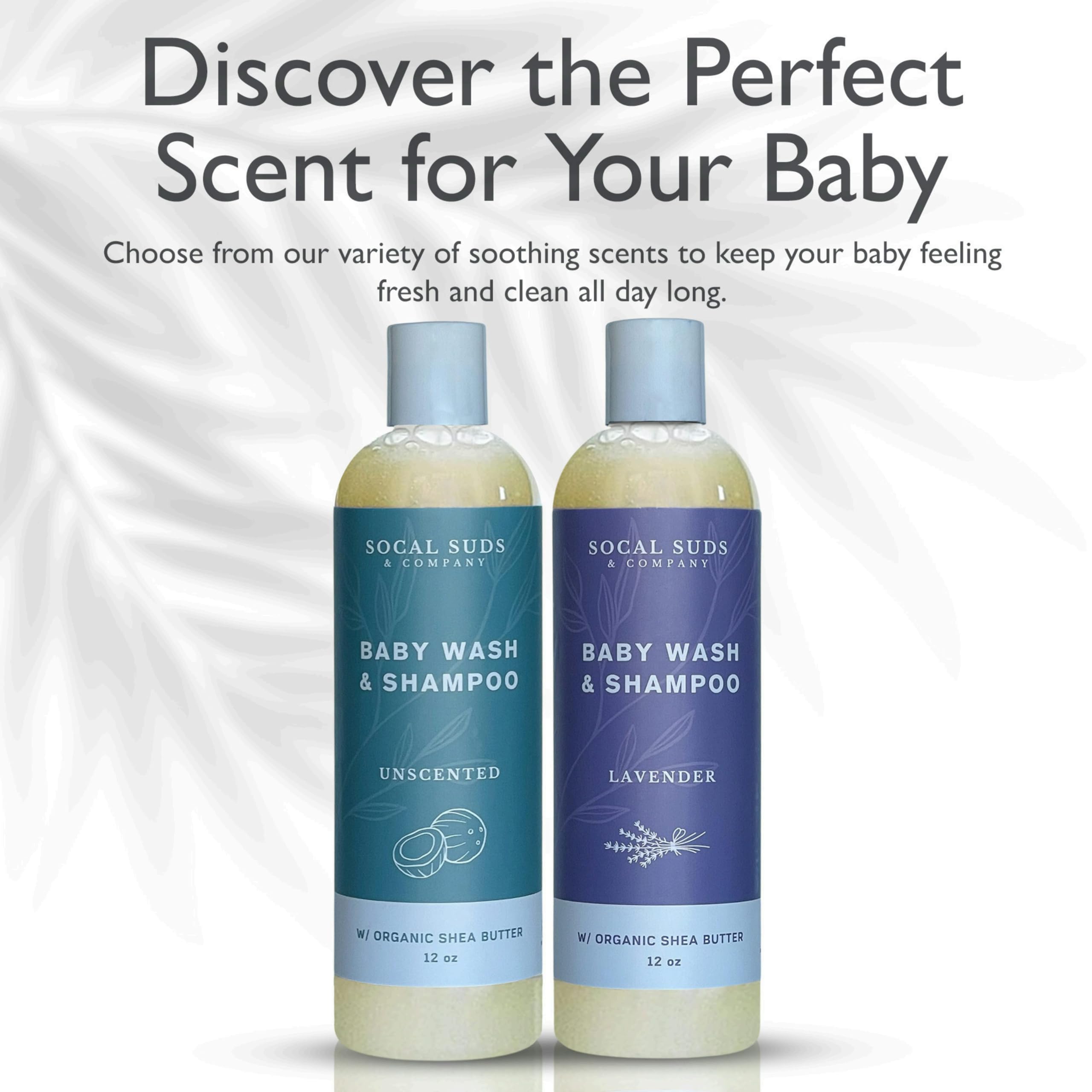 SoCal Suds & Company Baby Body Wash & Shampoo with Shea Moisture for Sensitive Skin, Bath & Hair Products for Toddlers & Babies, Natural Soap - 1 Pack Lavender 12oz Bottles