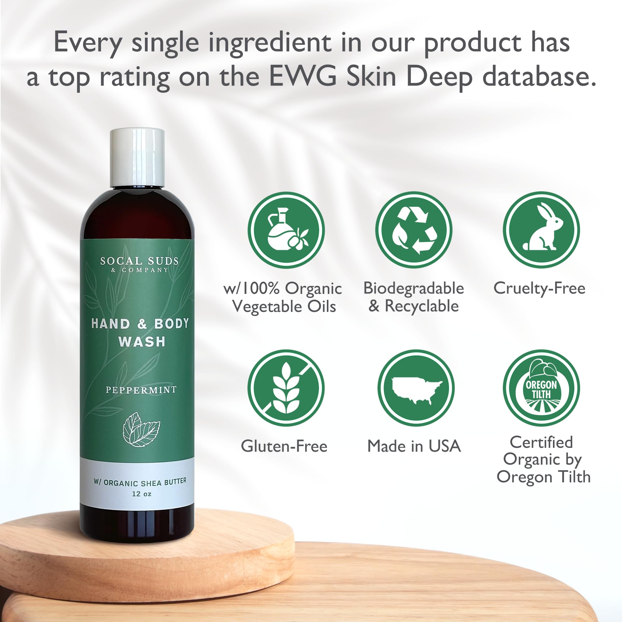 SoCal Suds & Company 12oz Organic Shea Butter Hand & Body Wash - Peppermint - 2 Pack