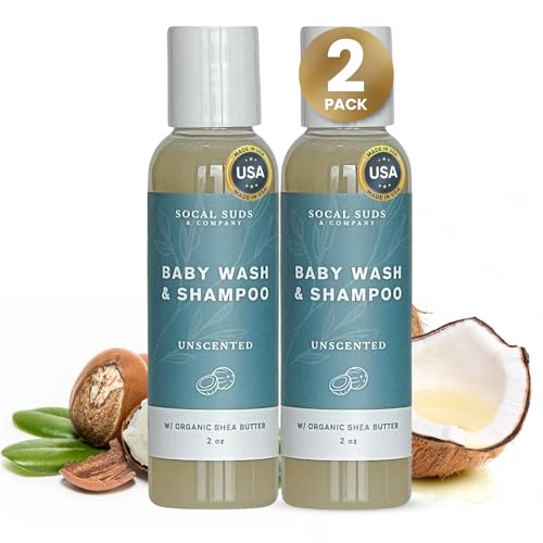 2oz Shea Organic Baby Wash & Shampoo- Fragrance Free- 2 Pack