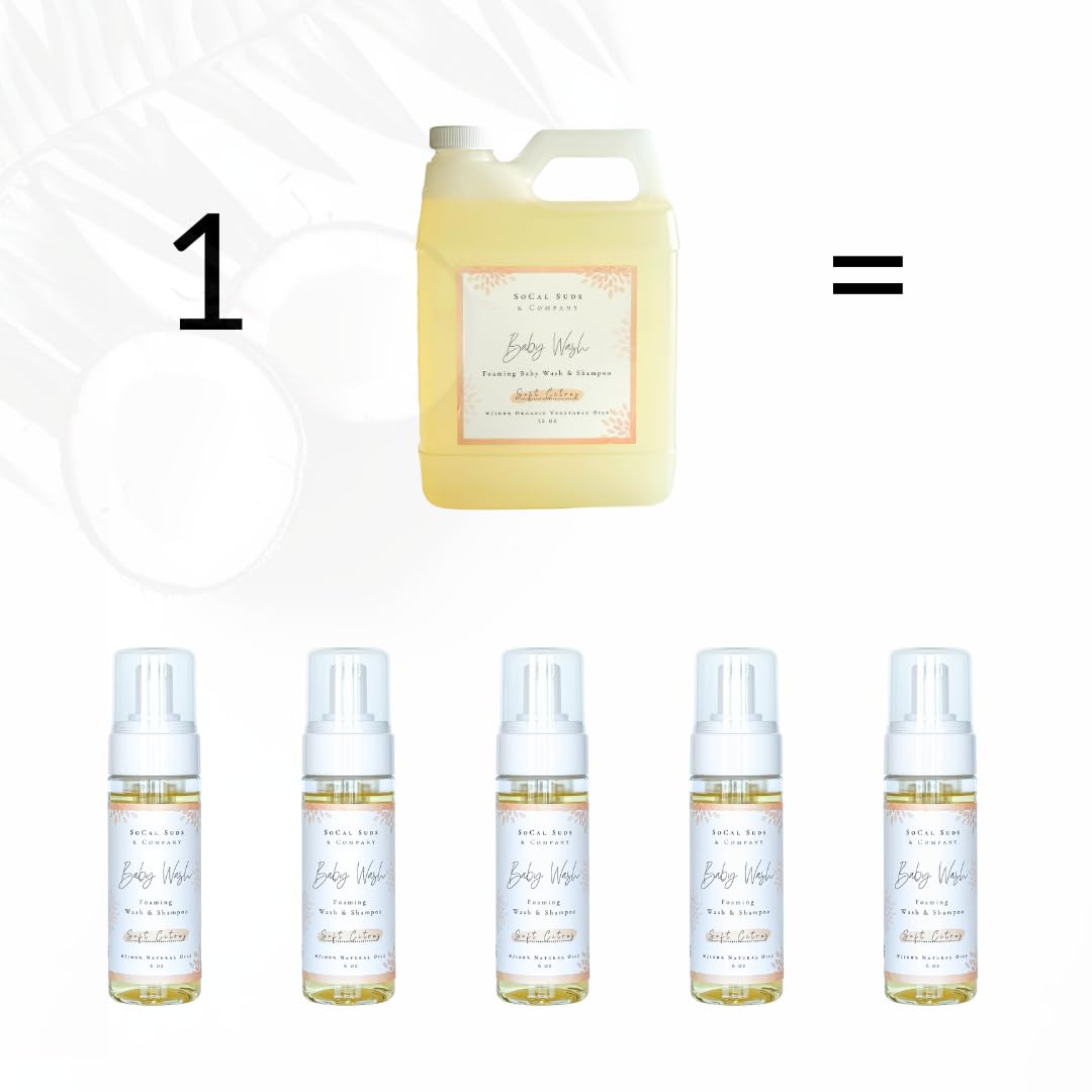 2-in-1 Organic Foaming Baby Shampoo & Body Wash Refill- Natural Botanical Castile Soap Baby Wash Sensitive Skin, Newborn Nourishing Soothing Ingredients - Soft Citrus, 32oz
