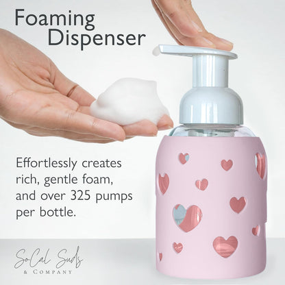 8oz Foaming Glass Bottle Dispenser w/Heart Silicone Sleeve - Soft Pink