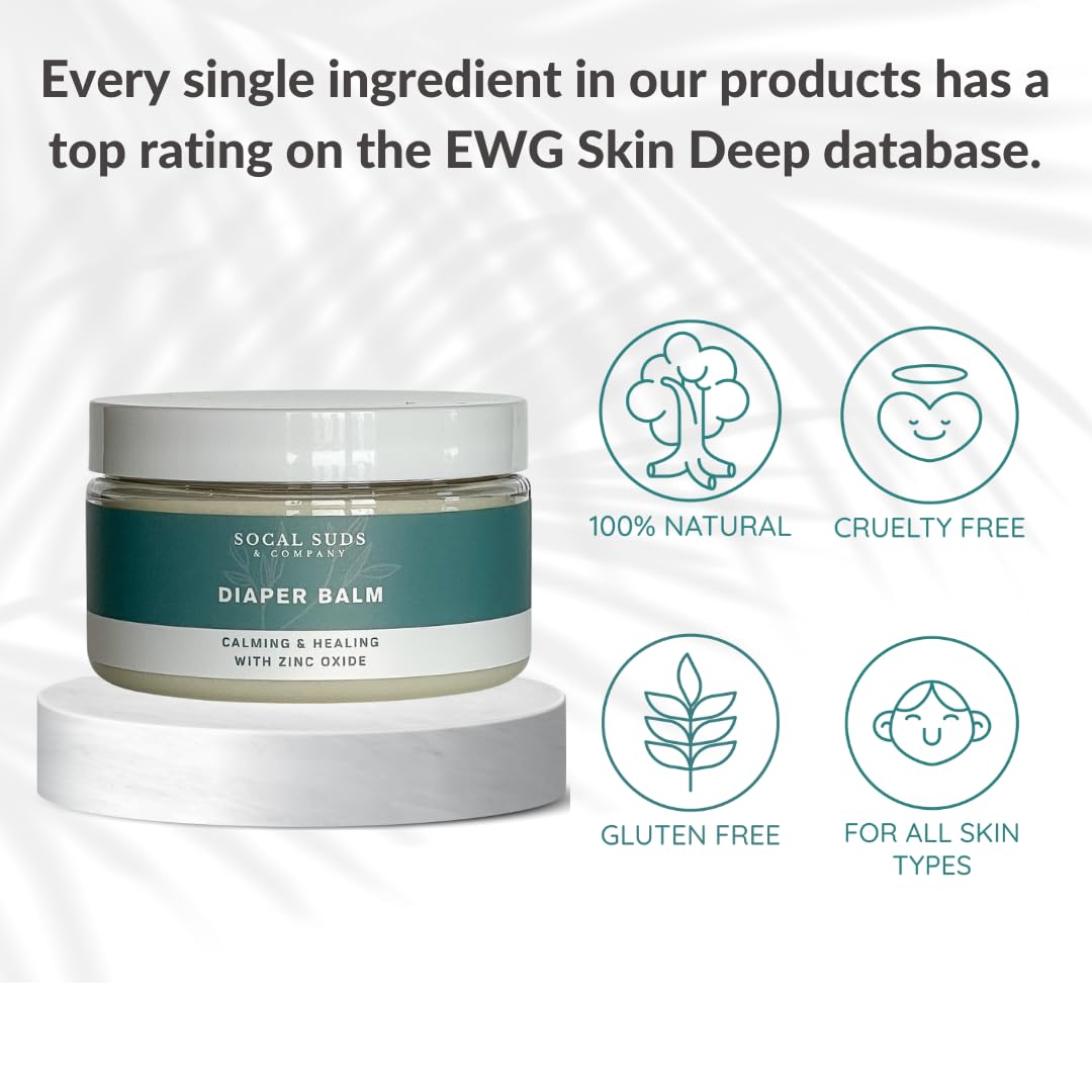 Natural Bottom Balm - Gentle Care for Sensitive Baby Skin with Shea Butter, Sunflower Oil, Babassu, Hemp, Jojoba, Vitamin E & Zinc Oxide Multipurpose Ointment Fragrance Free 2Pk