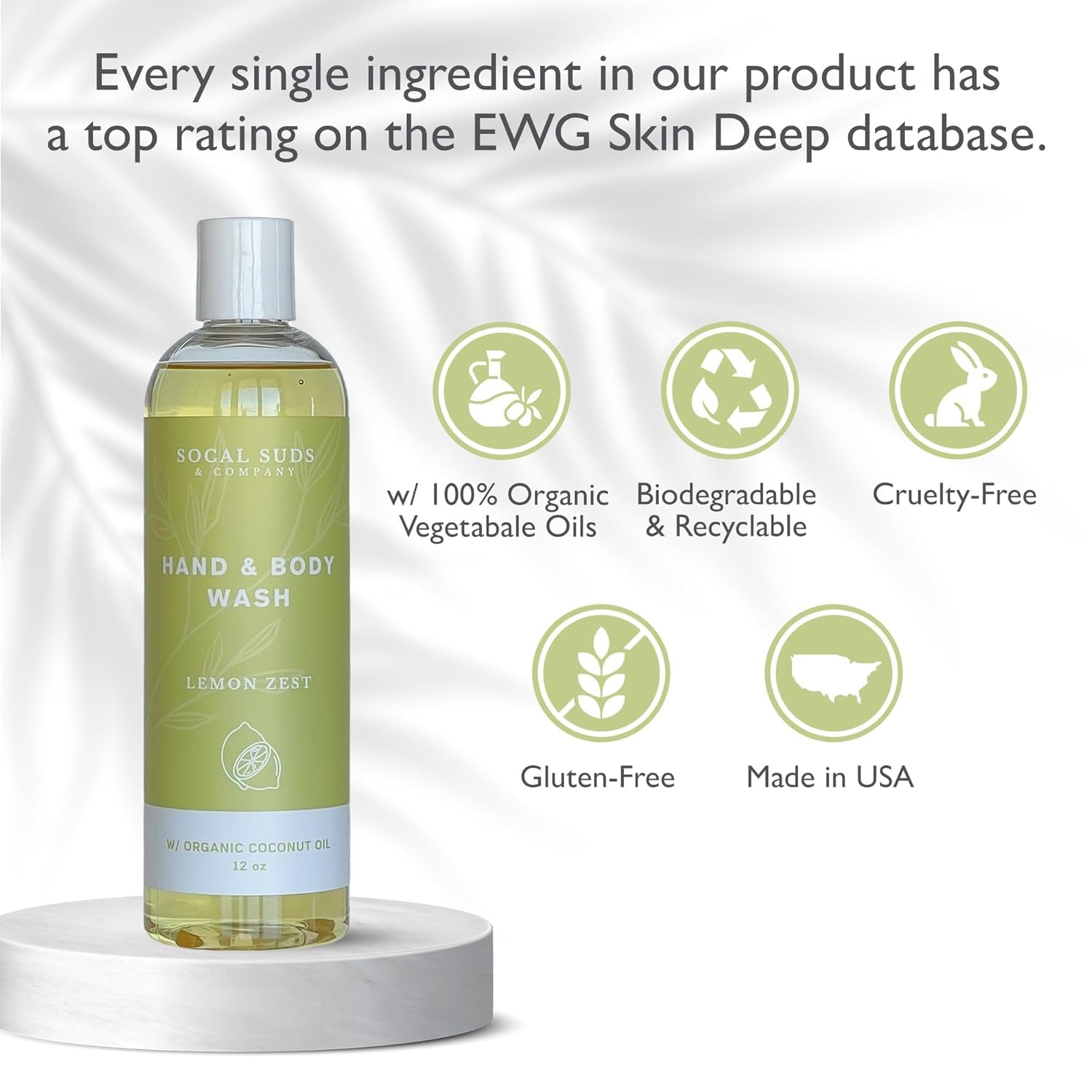 12oz Organic Soap Liquid, Gentle Hand & Body Wash, Organic Body Wash for Men and Women, Made w/Organic Oils & Coconut Oil, Bath Essentials for All Skin Types - 2pk Lemon Zest