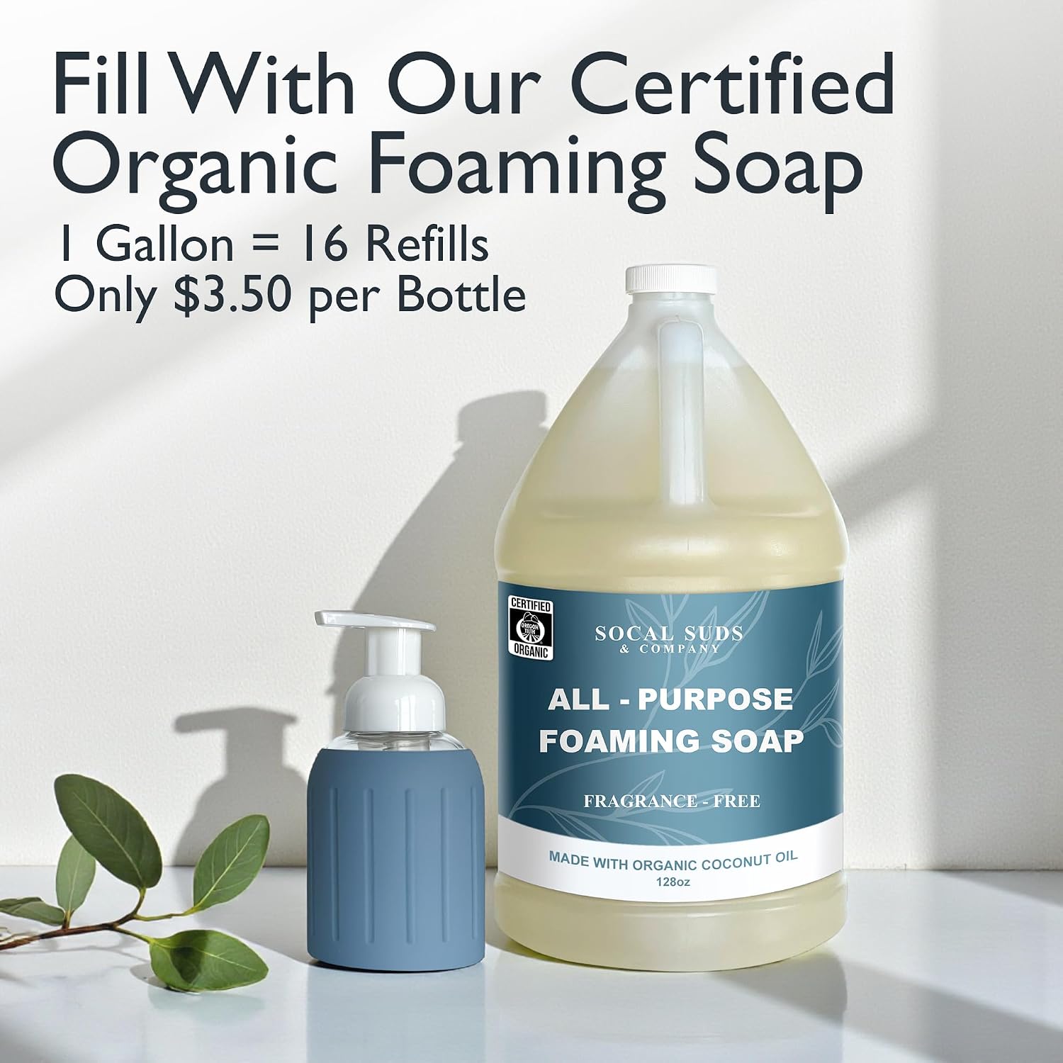 8oz Glass Foaming Soap Dispenser w/ Soft Silicone Sleeve- Fluted- Slate Blue