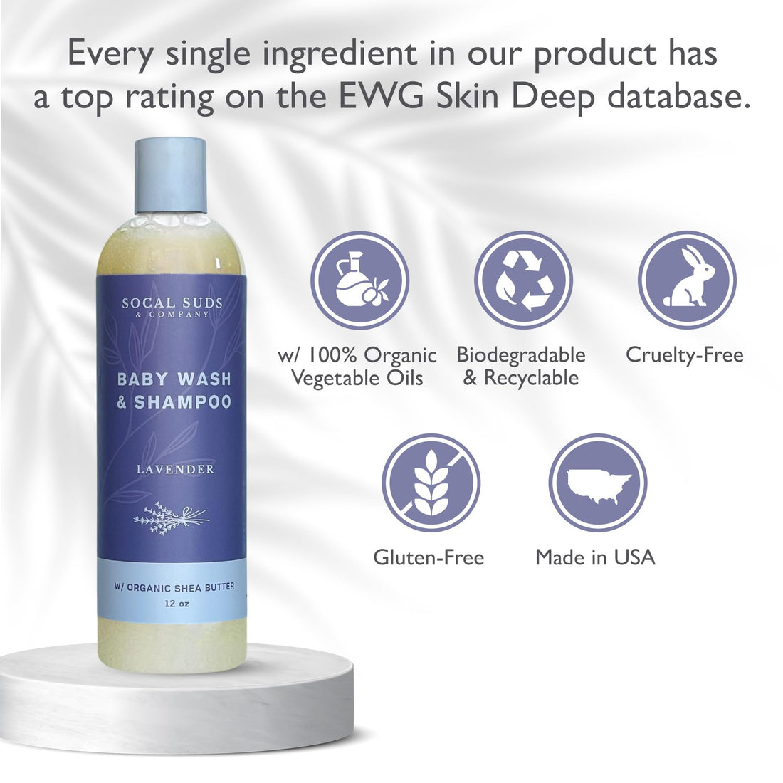 SoCal Suds &amp; Company Baby Body Wash &amp; Shampoo with Shea Moisture for Sensitive Skin - Bath &amp; Hair Products for Toddlers &amp; Babies, Natural Soap - 2 Pack Lavender 12oz Bottles