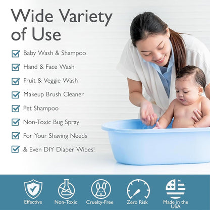 SoCal Suds &amp; Company - 2-in-1 Organic Foaming Baby Wash Castile Soap &amp; Shampoo Refill - Gentle Body Soap for Sensitive Gentle Bath -Nourishing Soothing Ingredients -Newborn Baby - Fragrance Free, 32oz