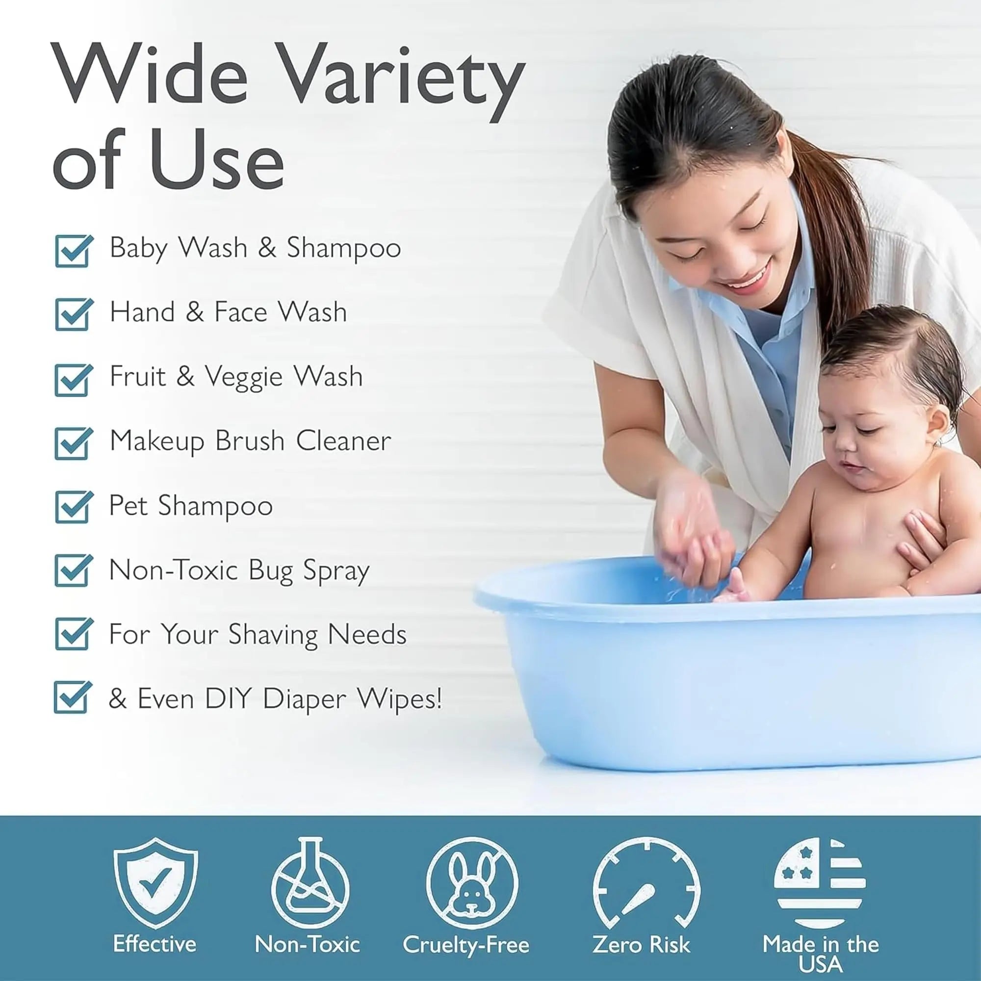 2-in-1 Organic Foaming Baby Wash Castile Soap & Shampoo Refill - Gentle Body Soap for Sensitive Gentle Bath -Nourishing Soothing Ingredients -Newborn Baby - Fragrance Free, 32oz