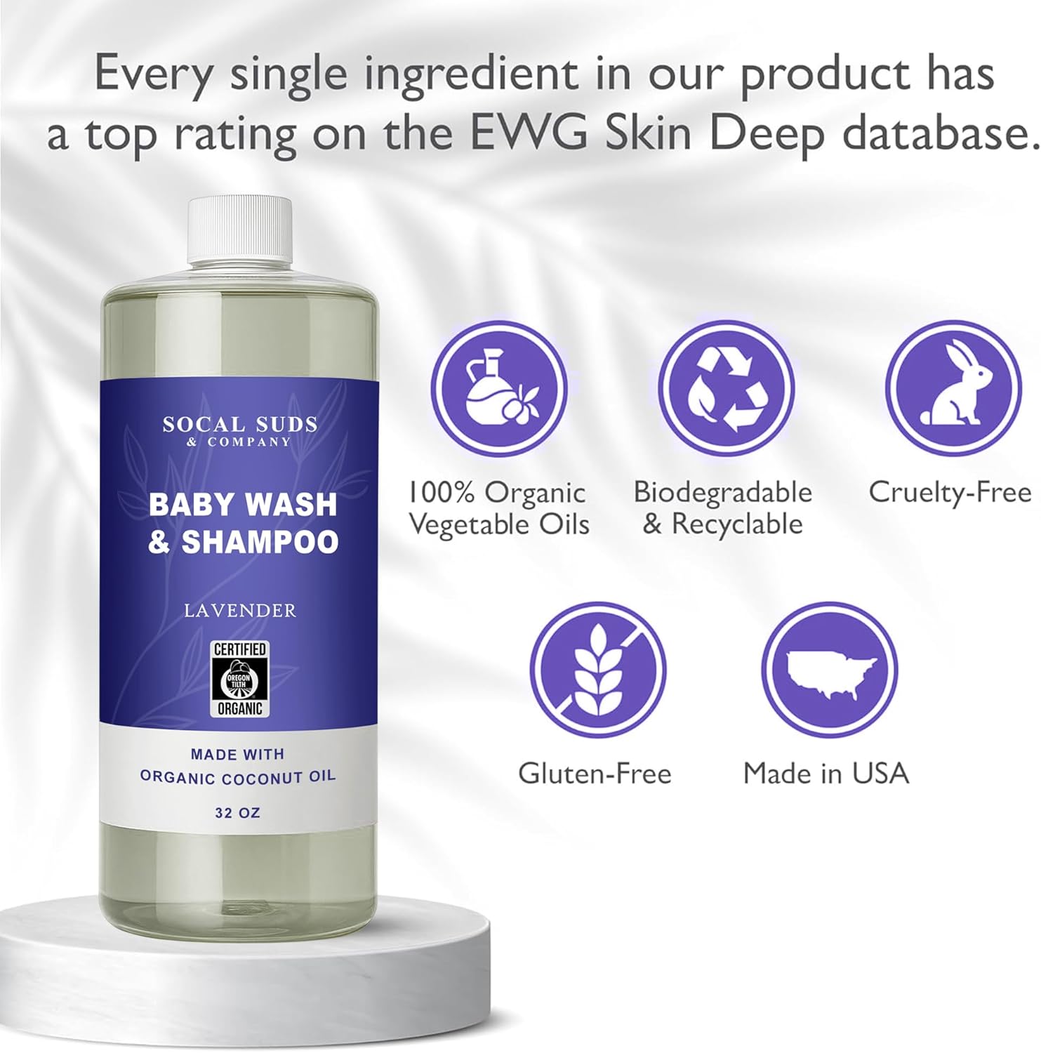 SoCal Suds & Company - 2-in-1 Organic Foaming Baby Shampoo & Body Wash Castile Soap Refill, Lavender - 32oz Hand Soap Dispenser Glass, Liquid Soap Pump with Heart Silicone Sleeve, Soft Pink - 8oz