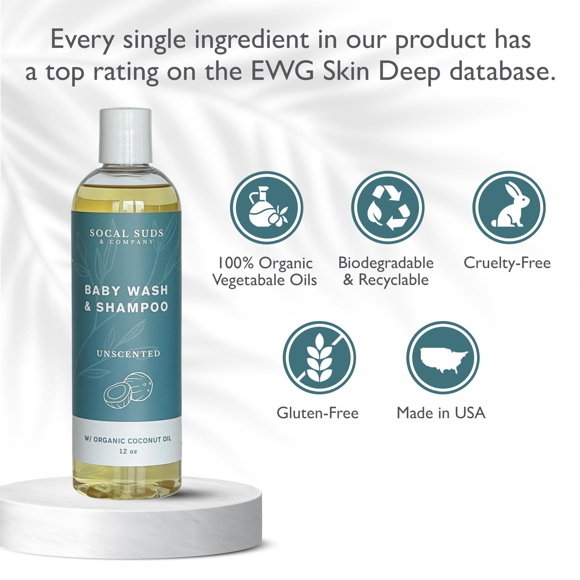 Baby Shampoo & Body Wash, 2-in-1 Organic Gel - Gentle Castile Soap with Vitamin-Infused Oils & Botanicals - Natural Care for Sensitive Skin Hypoallergenic -12oz Fragrance Free 2Pk