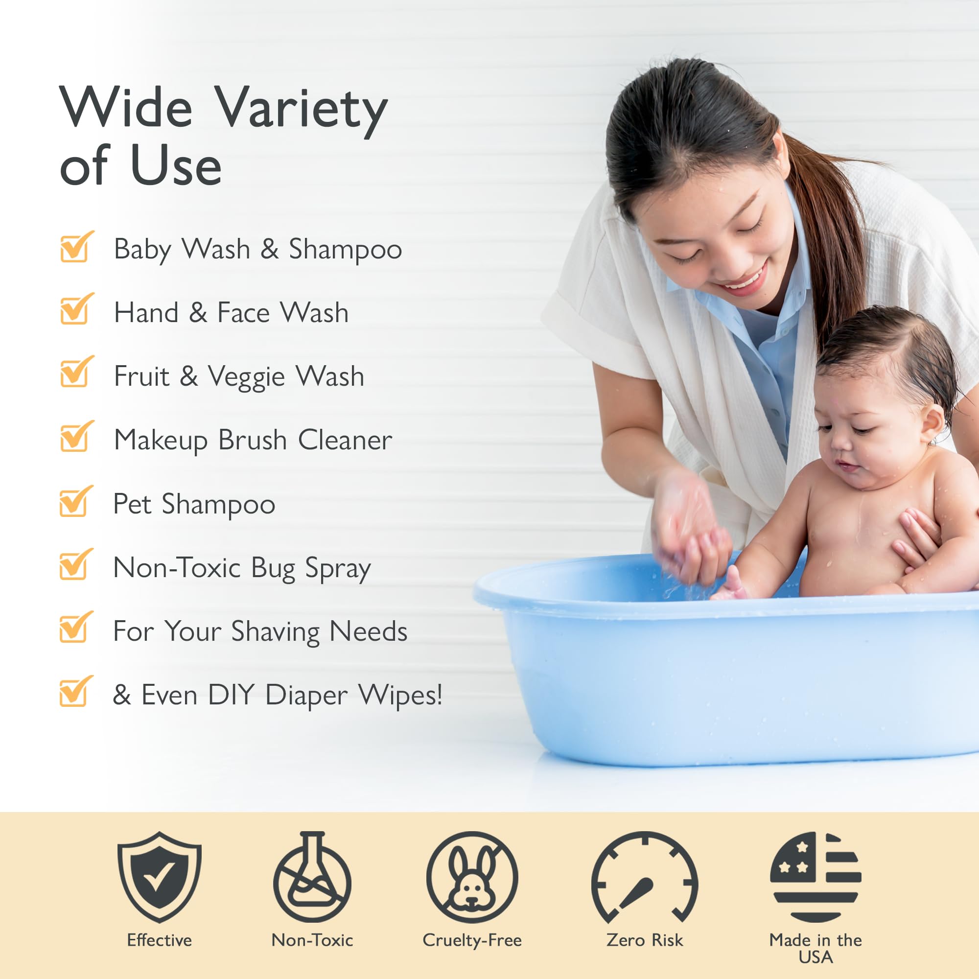 2-in-1 Organic Foaming Baby Shampoo & Body Wash Refill- Natural Botanical Castile Soap Baby Wash Sensitive Skin, Newborn Nourishing Soothing Ingredients - Soft Citrus, 32oz