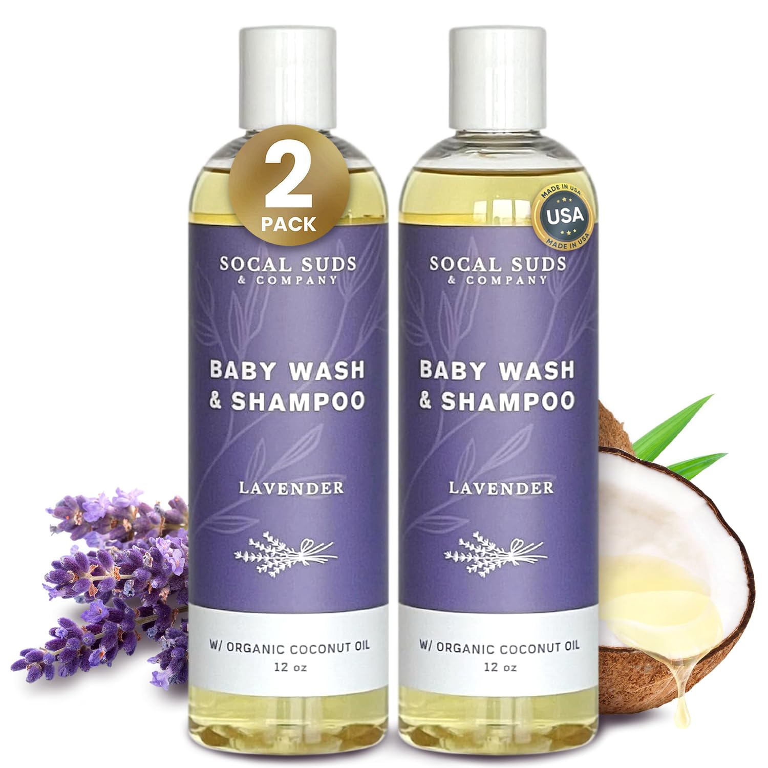 Baby Shampoo & Body Wash, 2-in-1 Organic Gel - Gentle Castile Soap with Vitamin-Infused Oils & Botanicals - Natural Care for Sensitive Skin Hypoallergenic - 12oz Sweet Orange
