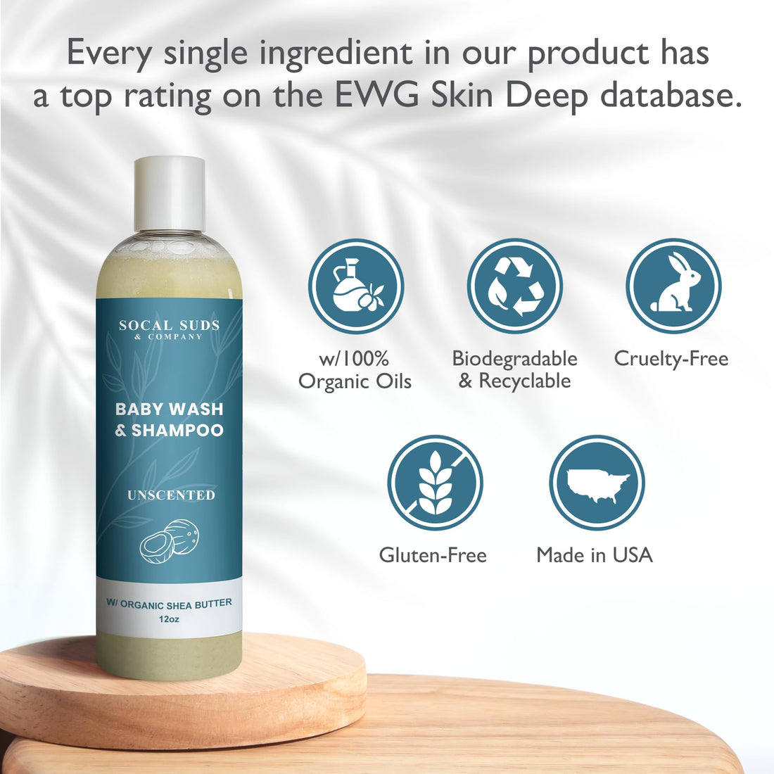 SoCal Suds &amp; Company Baby Body Wash &amp; Shampoo - Shea Moisture for Sensitive Skin - Fragrance Free Hair &amp; Body Soap - Gentle Bath Products for Toddlers &amp; Babies - 1 Pack Fragrance Free 12oz Bottles