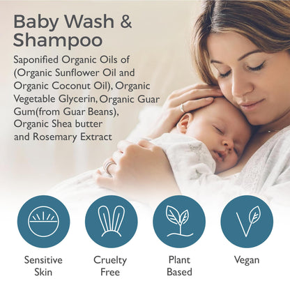SoCal Suds &amp; Company Baby Body Wash &amp; Shampoo - Shea Moisture for Sensitive Skin - Fragrance Free Hair &amp; Body Soap - Gentle Bath Products for Toddlers &amp; Babies - 1 Pack Fragrance Free 12oz Bottles
