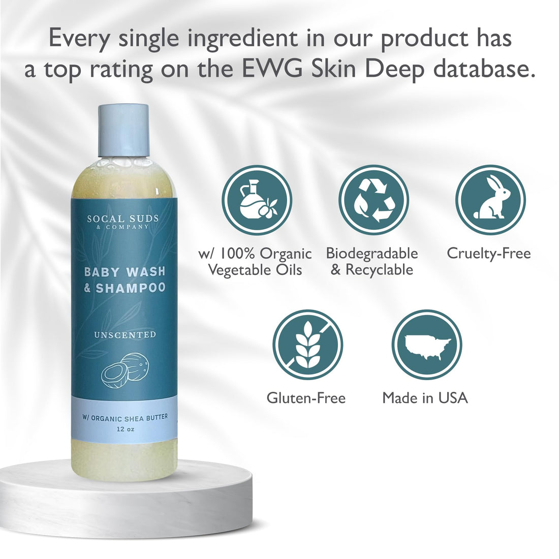 SoCal Suds &amp; Company Baby Body Wash &amp; Shampoo - Shea Moisture for Sensitive Skin - Fragrance Free Hair &amp; Body Soap - Gentle Bath Products for Toddlers &amp; Babies - 2 Pack Fragrance Free12oz Bottles