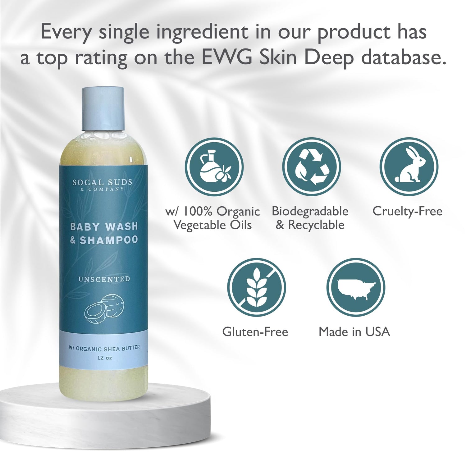 SoCal Suds &amp; Company Baby Body Wash &amp; Shampoo - Shea Moisture for Sensitive Skin - Fragrance Free Hair &amp; Body Soap - Gentle Bath Products for Toddlers &amp; Babies - 2 Pack Fragrance Free12oz Bottles