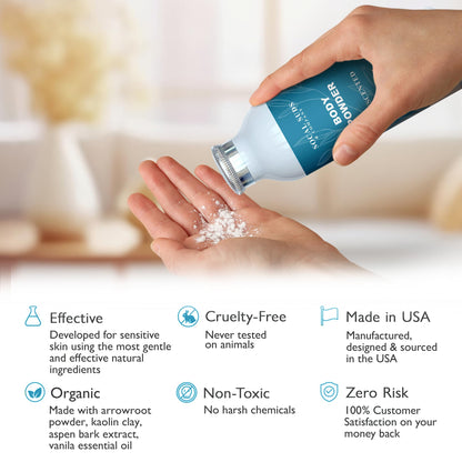 SoCal Suds &amp; Company Natural Body Powder Talc-Free - with Arrowroot Powder, Kaolin, Aspen Bark Extract for Soft Soothing Delicate Skin - Fragrance Free, 4oz, 1-Pack