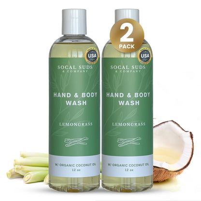 SoCal Suds &amp; Company 12oz Organic Hand &amp; Body Wash- Lemongrass- 2 Pack