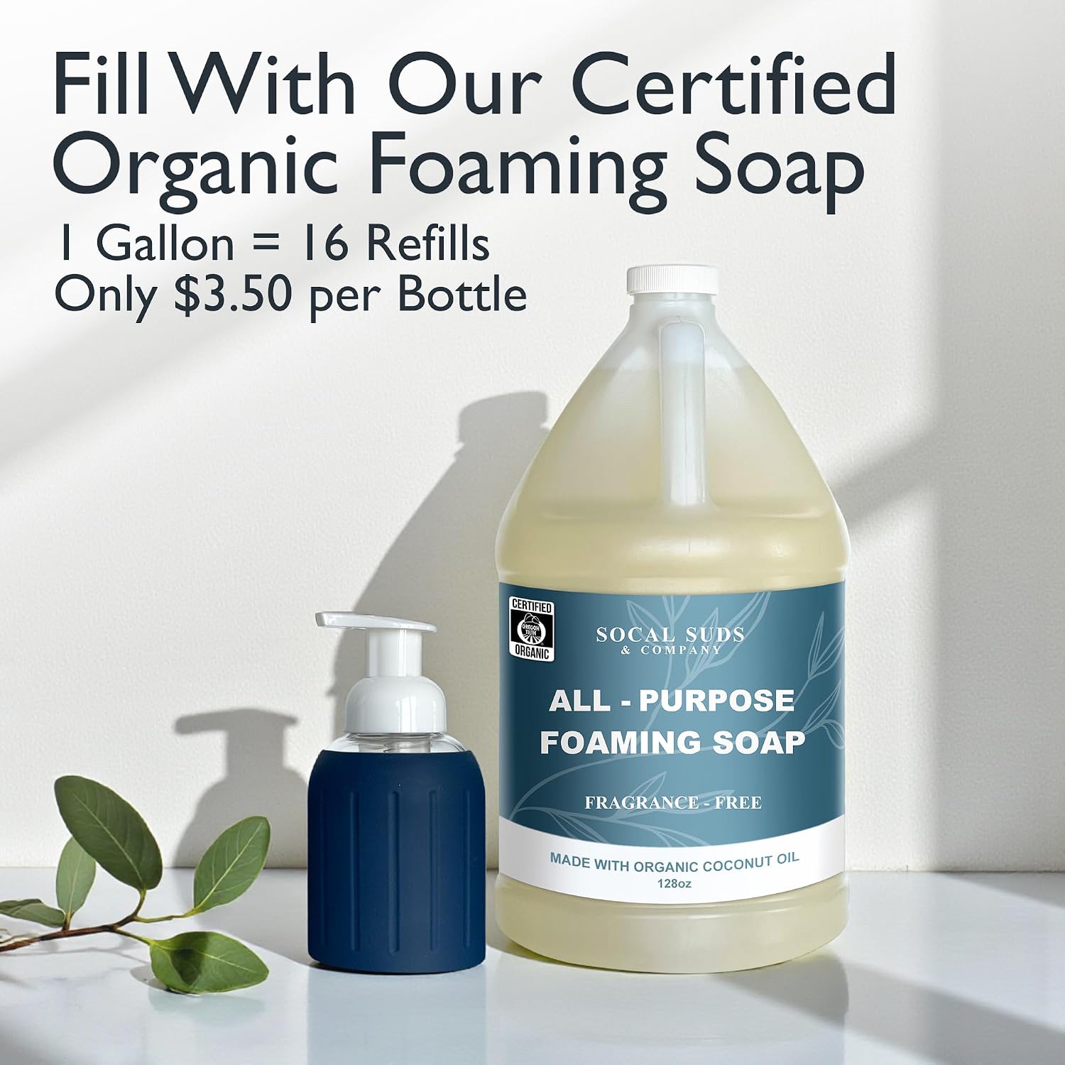 8oz Glass Foaming Soap Dispenser w/ Soft Silicone Sleeve- Seashells- Navy Blue