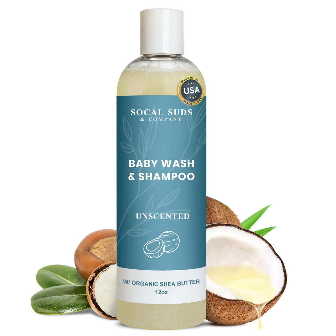 SoCal Suds &amp; Company Baby Body Wash &amp; Shampoo - Shea Moisture for Sensitive Skin - Fragrance Free Hair &amp; Body Soap - Gentle Bath Products for Toddlers &amp; Babies - 1 Pack Fragrance Free 12oz Bottles