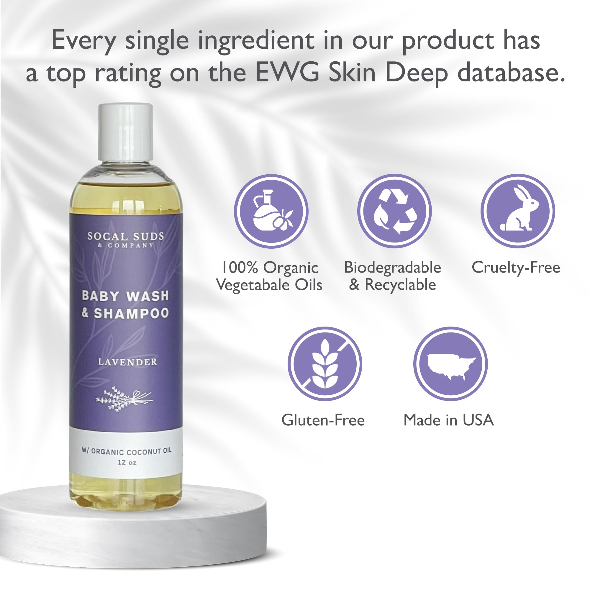 Baby Shampoo & Body Wash, 2-in-1 Organic Gel - Gentle Castile Soap with Vitamin-Infused Oils & Botanicals - Natural Care for Sensitive Skin & Body Hypoallergenic - 12oz Lavender