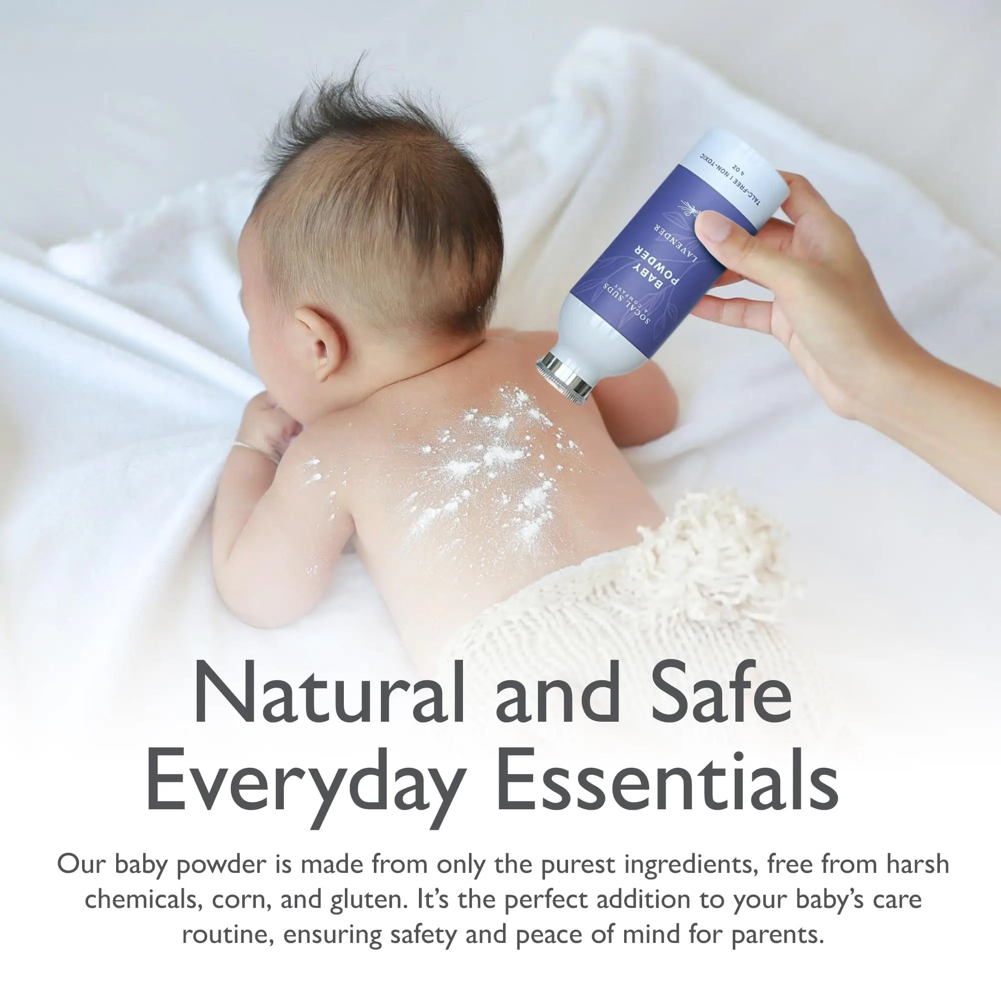 Natural Baby Powder Talc-Free - with Arrowroot Powder, Kaolin, Aspen Bark Extract for Soft Soothing Protected Skin - Gentle Absorption - Lavender, 4oz, 2-Pack