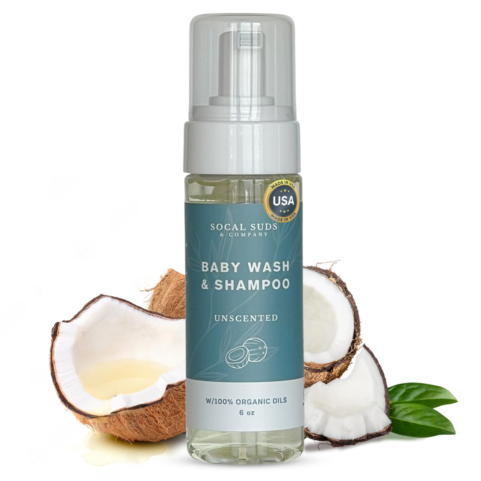 2-in-1 Organic Foaming Shampoo & Body Wash - Gentle Botanical Baby Wash for Sensitive Skin - Clean Natural Nourishing Soothing Castile Soap - Newborn Baby - Soft Citrus, 6oz