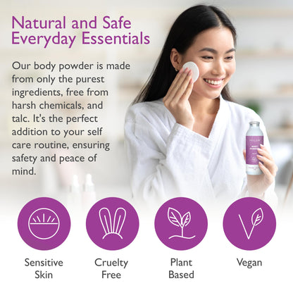 SoCal Suds &amp; Company Natural Body Powder Talc-Free - with Arrowroot Powder, Kaolin, Aspen Bark Extract for Soft Soothing Delicate Skin - Rose 4oz, 1-Pack