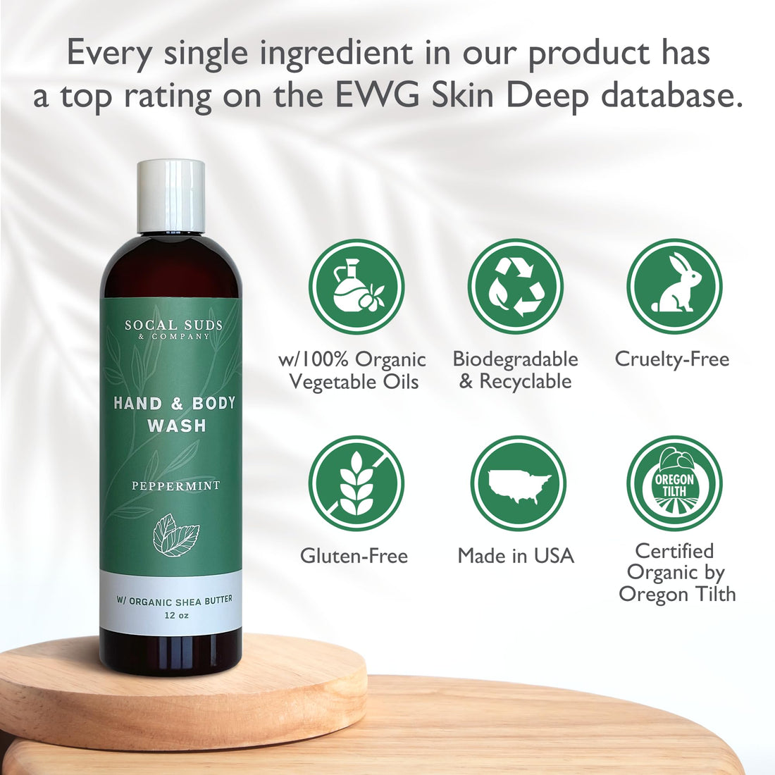 SoCal Suds &amp; Company 12oz Organic Shea Butter Hand &amp; Body Wash - Peppermint - 2 Pack