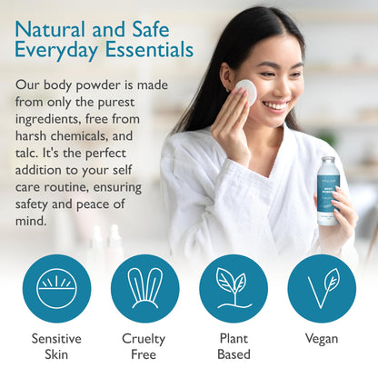 SoCal Suds &amp; Company Natural Body Powder Talc-Free - with Arrowroot Powder, Kaolin, Aspen Bark Extract for Soft Soothing Delicate Skin - Fragrance Free, 4oz, 1-Pack