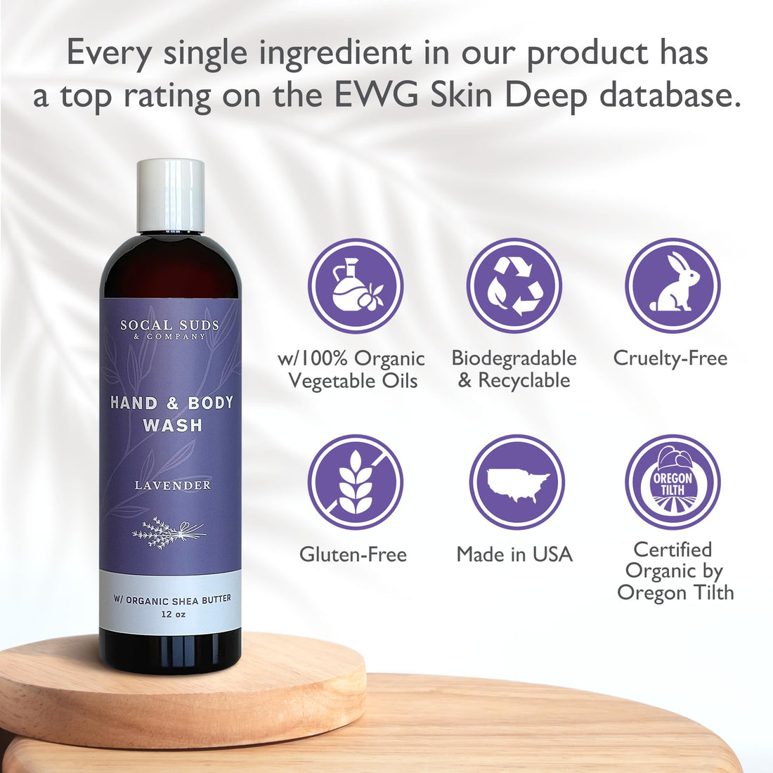 SoCal Suds &amp; Company Organic Shea Butter Body Wash – Lavender Liquid Soap for Hand &amp; Body, Moisturizing Shower Gel - Daily Body Wash for Women, Men &amp; Unisex, Gentle Skin Care &amp; Protection - (12oz)