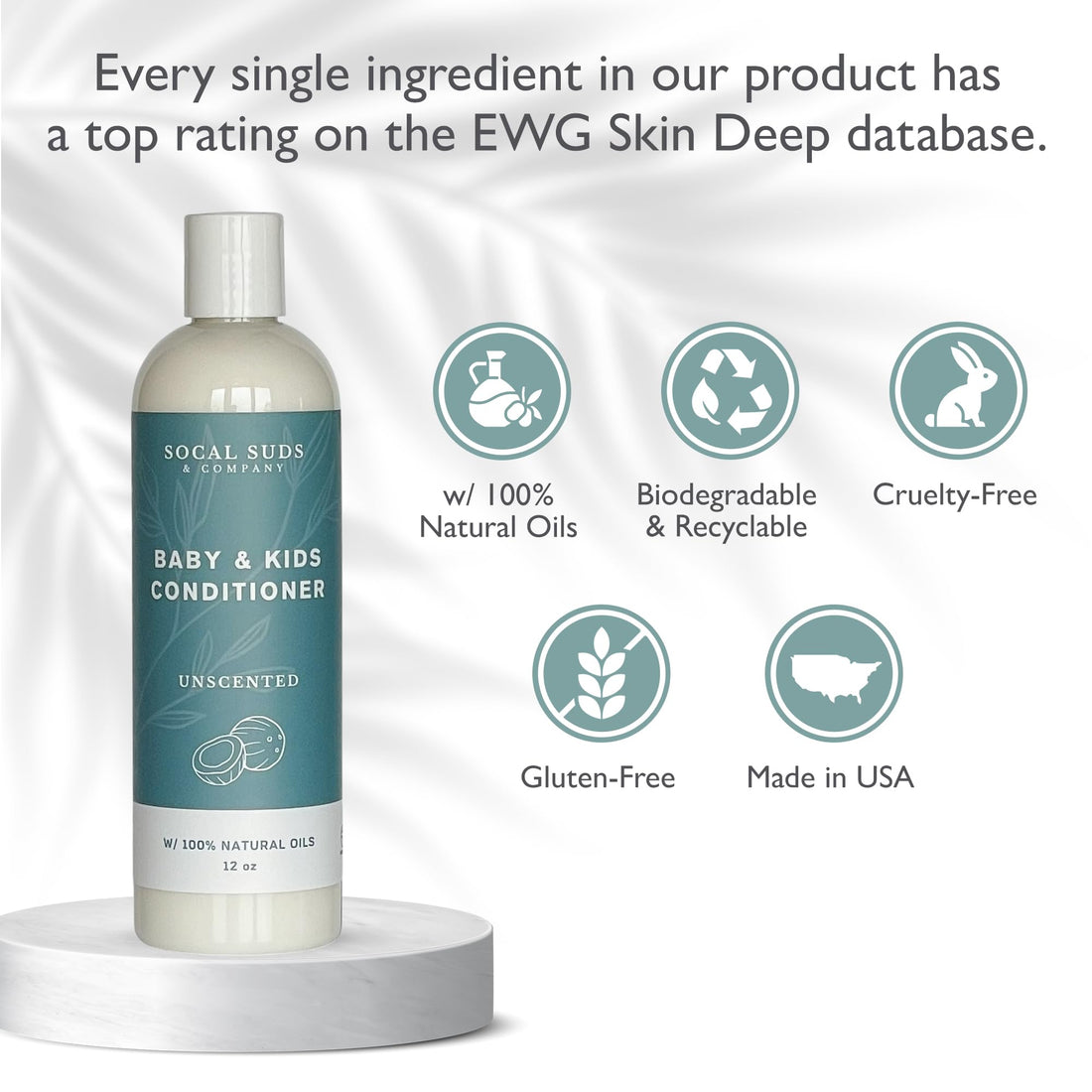 SoCal Suds &amp; Company Organic Baby &amp; Kids Conditioner - Gentle Natural Ingredients, Vitamin Rich Organic Oils for Babies and Kids Sensitive Scalp - Fragrance Free, 12oz - 2 Pack
