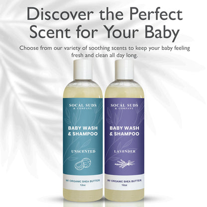SoCal Suds &amp; Company Baby Body Wash &amp; Shampoo - Shea Moisture for Sensitive Skin - Fragrance Free Hair &amp; Body Soap - Gentle Bath Products for Toddlers &amp; Babies - 1 Pack Fragrance Free 12oz Bottles