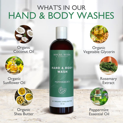 SoCal Suds &amp; Company 12oz Organic Shea Butter Hand &amp; Body Wash - Peppermint - 2 Pack