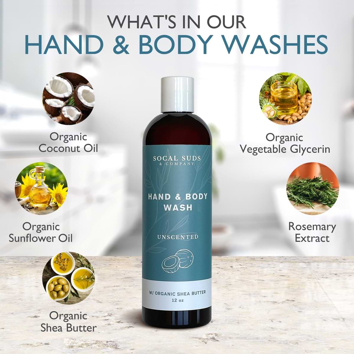12oz Organic Shea Butter Hand & Body Wash - Fragrance Free - 2 Pack