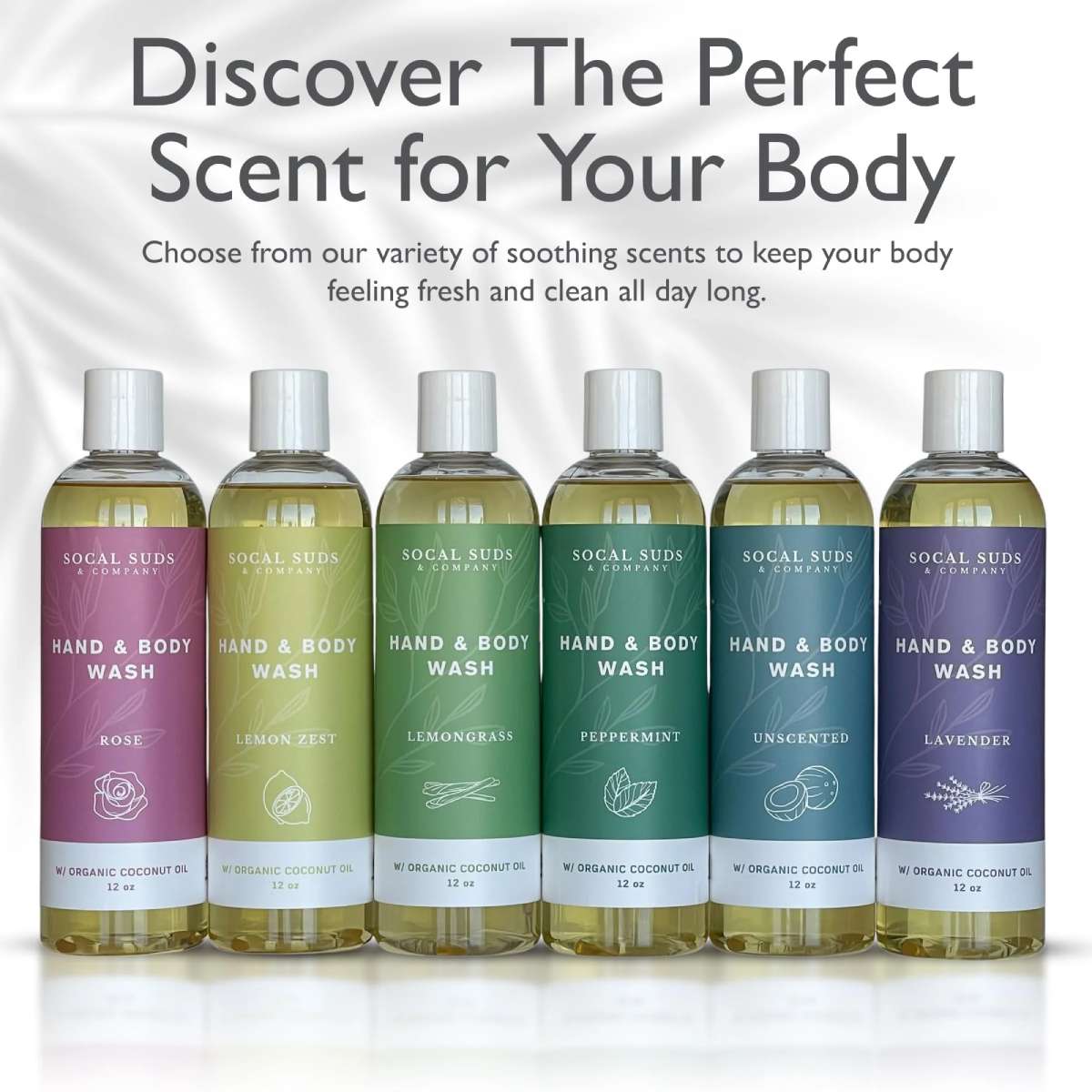 12oz Organic Soap Liquid, Gentle Hand & Body Wash - Organic Body Wash for Men and Women, Made w/Organic Oils & Coconut Oil, Bath Essentials for All Skin Types - Peppermint